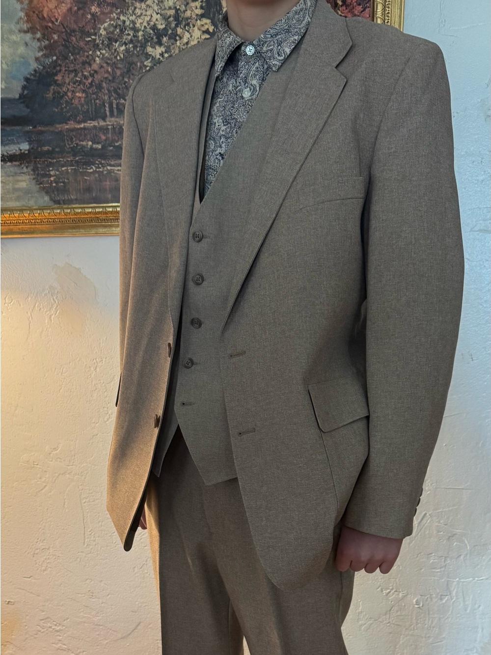 Vintage 1970s Levi's Three-Piece Suit in Taupe Brown